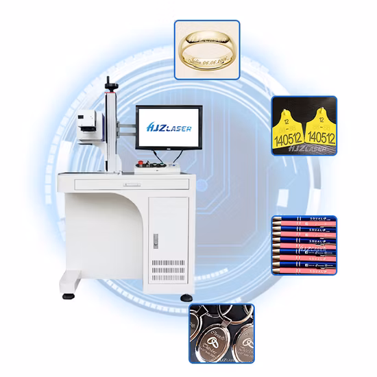Máquina de marcado láser de 20W 30W para sellos de seguridad de etiquetas de oreja de animales de plástico y Metal